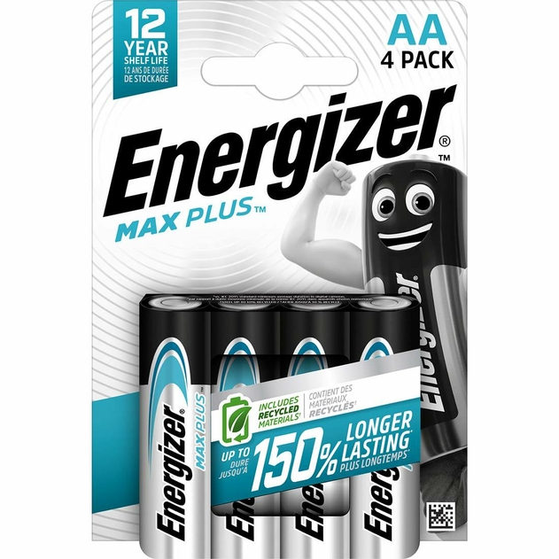 Image of Energizer Max Plus AA Alkaline Batteries 4 Pack
