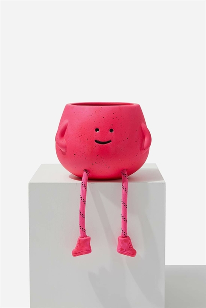 Image of Midi Shaped Sizzle Pink Round Planter