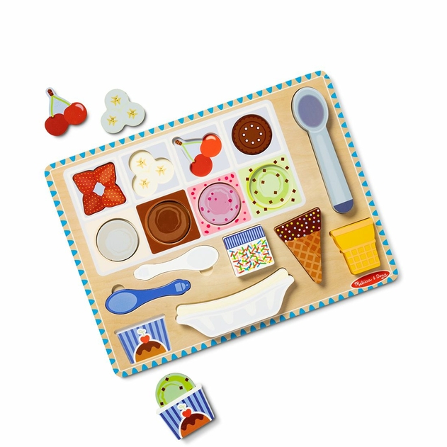 Image of Melissa & Doug Wooden Magnetic Ice Cream Puzzle & Play Set