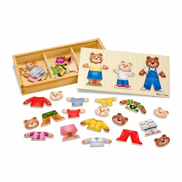 Image of Melissa & Doug Wooden Bear Family Dress-Up Puzzle (45 Pieces)