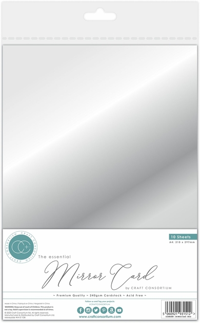 Craft Consortium The Essential A4 Silver Mirror Card (10 Sheets)