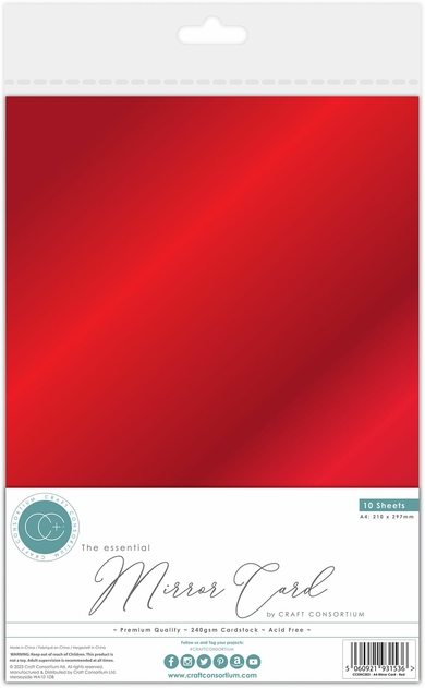 Craft Consortium The Essential A4 Red Mirror Card (10 Sheets)