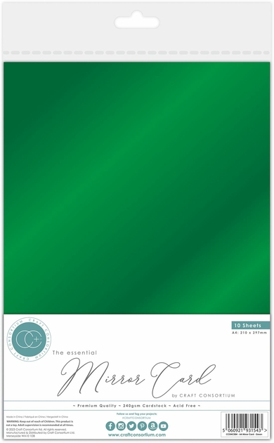 Craft Consortium The Essential A4 Green Mirror Card (10 Sheets)