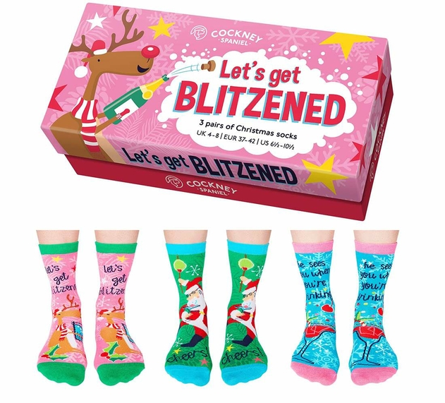 Image of Cockney Spaniel Lets Get Blitzend Ladies Socks Gift Box