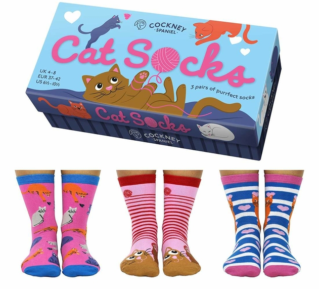 Image of Cockney Spaniel Cat Socks Ladies Socks Gift Box