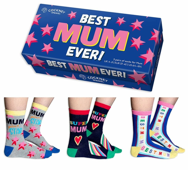 Image of Cockney Spaniel Best Mum Ever Ladies Socks Gift Box