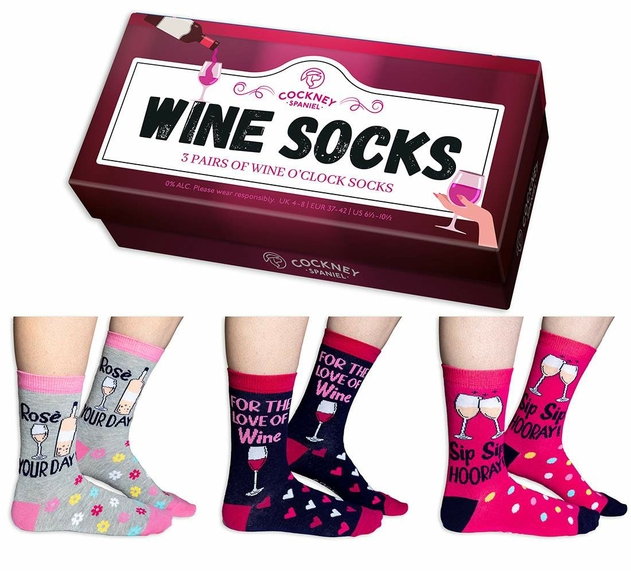 Image of Cockney Spaniel Wine Ladies Socks Gift Box