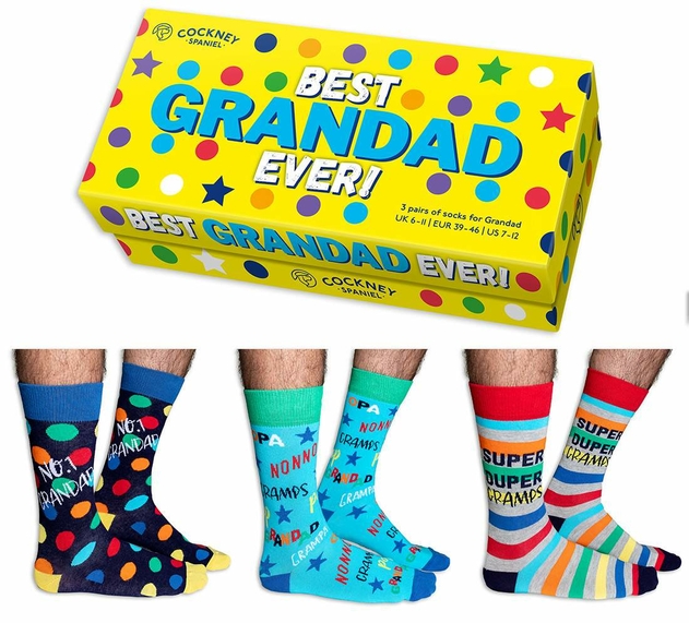 Image of Cockney Spaniel Best Grandad Ever Mens Socks Gift Box