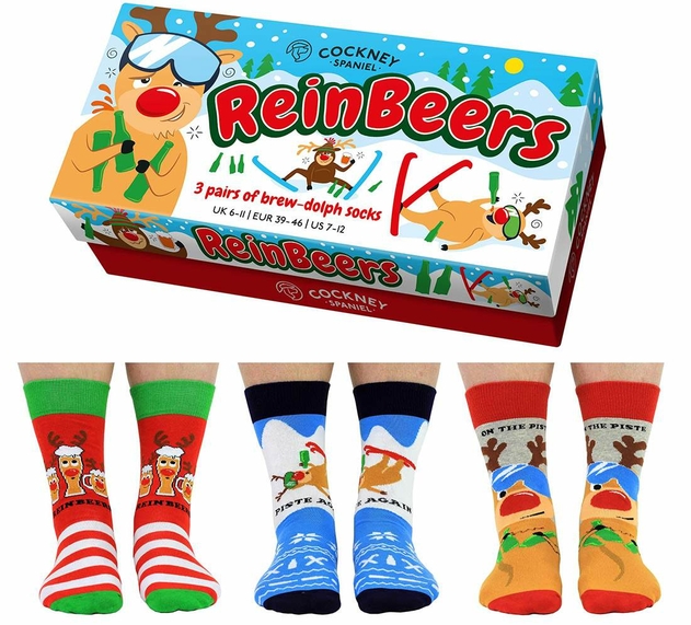 Image of Cockney Spaniel ReinBeers Mens Socks Gift Box