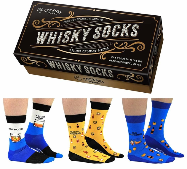 Image of Cockney Spaniel Whisky Mens Socks Gift Box