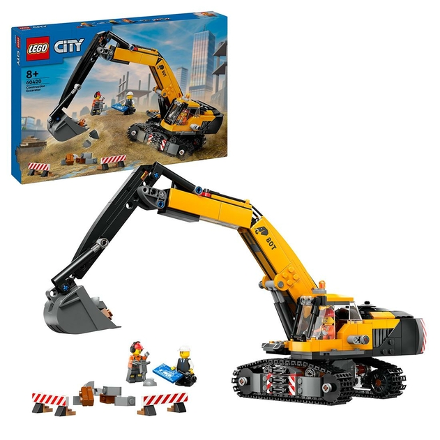 LEGO City Yellow Construction Excavator Toy Digger 60420