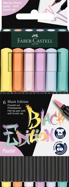 Faber-Castell Black Edition Brush Pens Pastel (Pack of 6)