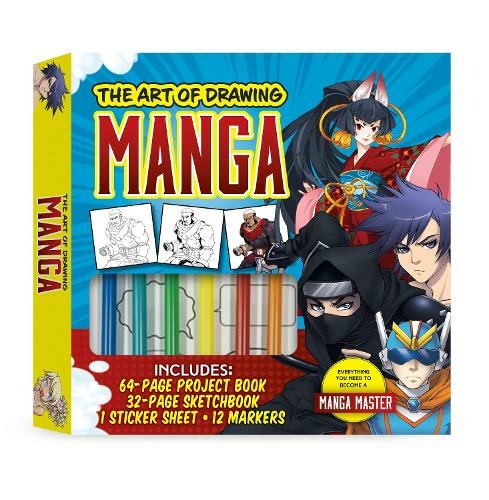 The Art of Drawing Manga Kit: Everything you need to become a manga master-Includes: 64-page project book, 32-page sketchbook, 1 sticker sheet, 12 markers