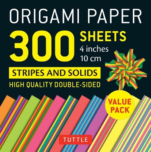 Origami Paper 300 sheets Stripes and Solids 4" (10 cm): Tuttle Origami Paper: Double-Sided Origami Sheets Printed with 12 Different Designs