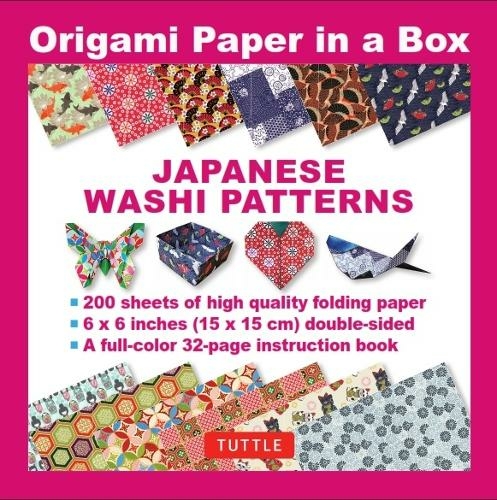 Origami Paper in a Box - Japanese Washi Patterns : 200 Sheets of Tuttle Origami Paper: 6x6 Inch Origami Paper Printed with 12 Different Patterns: 32-page Instructional Book of 10 Projects