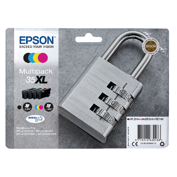 Epson 35XL Ink Cartridge DURABrite Ultra High Yield Multipack Padlock CMYK C13T35964010