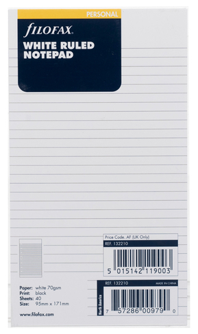 Filofax Personal Refill White Ruled Notepad Whsmith