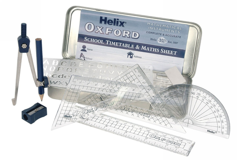 Helix Oxford Maths Geometry Colours Traditional Set In Tin B43000  Stationery 