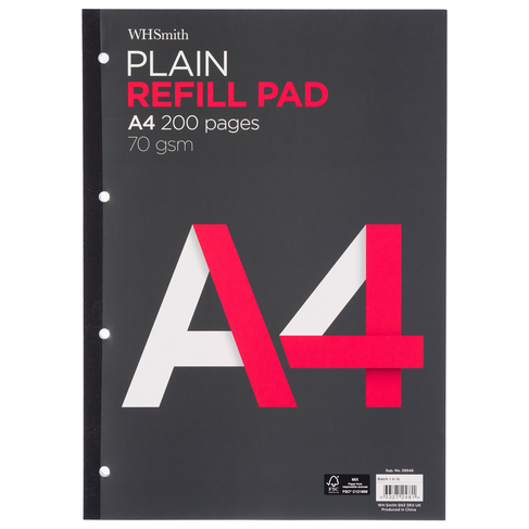 WHSmith A4 Plain Paper Refill Pad | WHSmith
