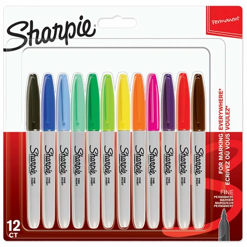 Sharpie Assorted Colour Permanent Markers, Fine Nib, Multi Ink (Pack of ...