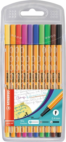 HC321795 - STABILO Point 88 Fineliner Pen - Black - Pack of 10