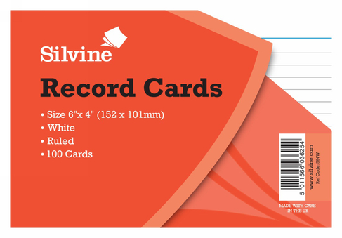 100 Ruled Record Cards 5x3 White Pack of 10