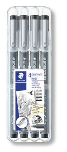 STAEDTLER pigment liner Drawing Pens, Black (Pack of 4)