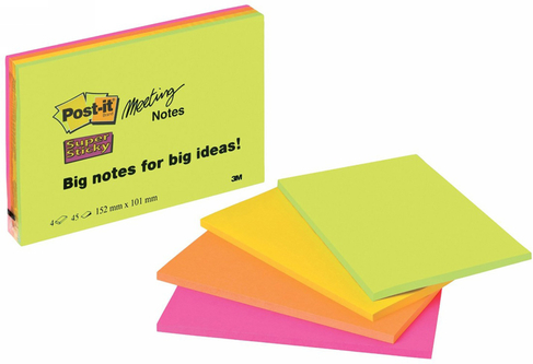 Post-it Neon Large Sticky Notes (Pack of 4) | WHSmith