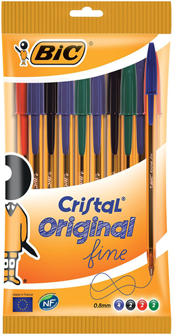 Bic Orange Original Fine Ballpoint Pens - 0.8mm Fine Biro - Black Red Blue  Green