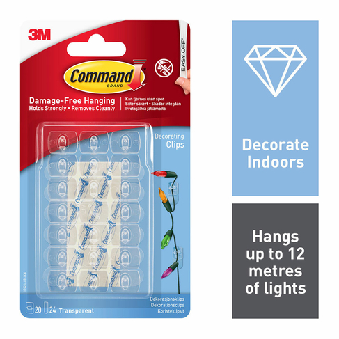 Command Hooks Decorating Clips Self-Adhesive Strips Wall Hanging Fairy Lights 
