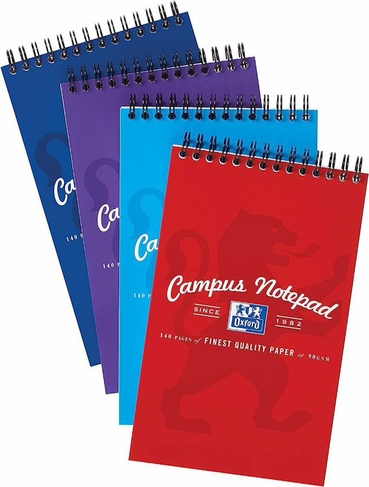 Oxford Campus Reporters Card Cover Wirebound Notebook Ruled 140