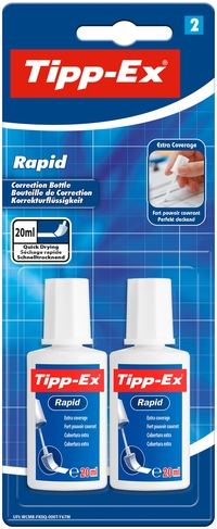  TIPP-Ex Rapid Correction Fluid - Value Pack of 3 (2 + 1 Free)  - Easy to Correct - Excellent Coverage - 20ml : Office Products