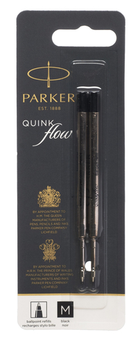 Parker Quink Flow Ballpoint Pen Refills, Medium Nib, Ink (Pack 2) | WHSmith