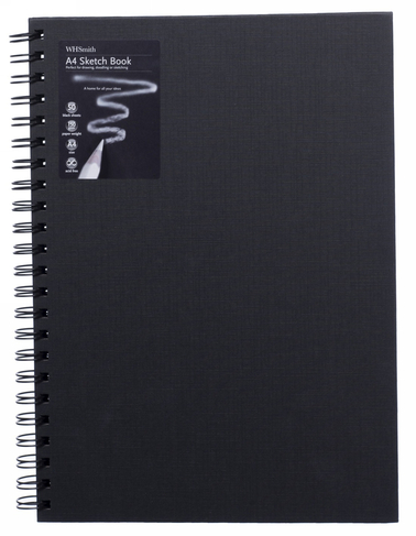 WHSmith A4 Black Sketch Book 50 Sheets