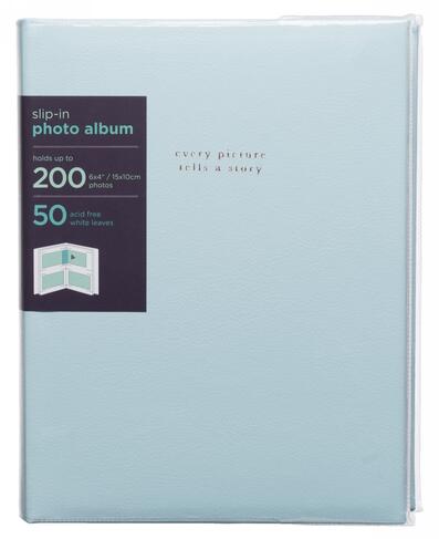 WHSmith Pastel Blue Every Picture 6x4 Photo Album 50 White Slip-in Leaves | WHSmith