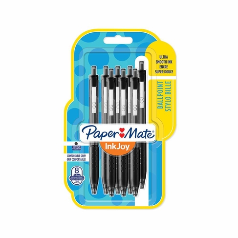 Paper Mate InkJoy Ballpoint Pens, Medium Nib, Black Ink (Pack of 8 ...