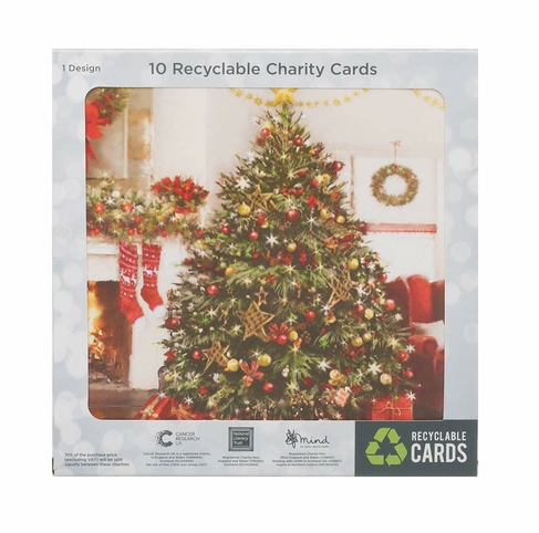 WHSmith Kraft Mistletoe Charity Christmas Cards Single Design Pack Of 10 