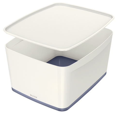 Leitz Mybox Large With Lid Storage Box, White Storage Boxes With Lids Uk