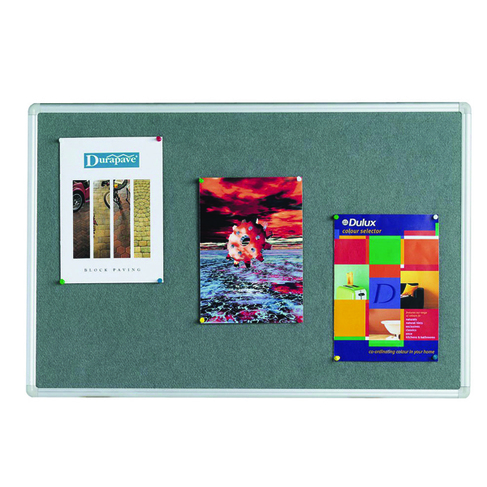 Q Connect Aluminium Frame Felt Noticeboard 10x900mm Grey Whsmith