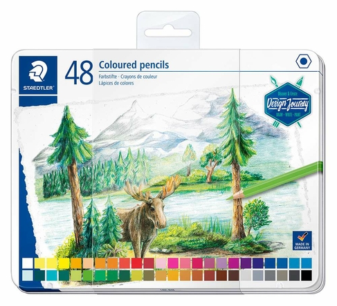 STAEDTLER Design Journey Colouring Pencils with Storage Tin (Pack of 48 ...