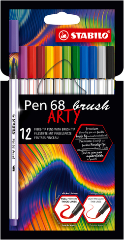 STABILO Pen 68 ARTY Brush Pens (Pack of 12)