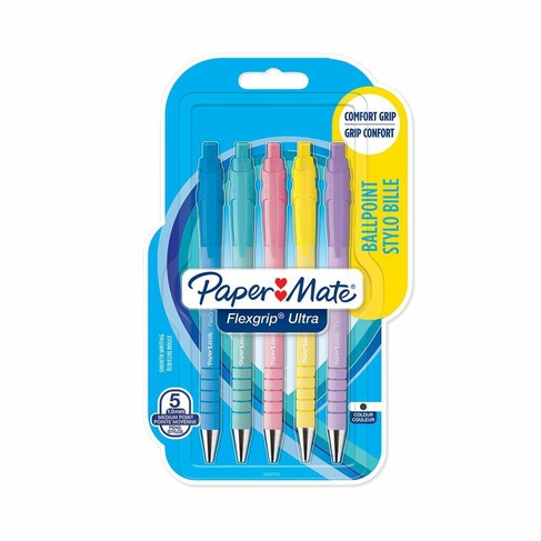 Paper Mate Flexgrip Pastel Retractable Ballpoint Pens (Pack of 5) | WHSmith