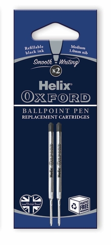 Helix Oxford Medium Black Ballpoint Pen Refills (Pack of 2) | WHSmith