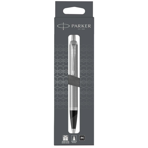 Parker IM Stainless Steel Ballpoint Pen with Chrome Trim, Black Ink