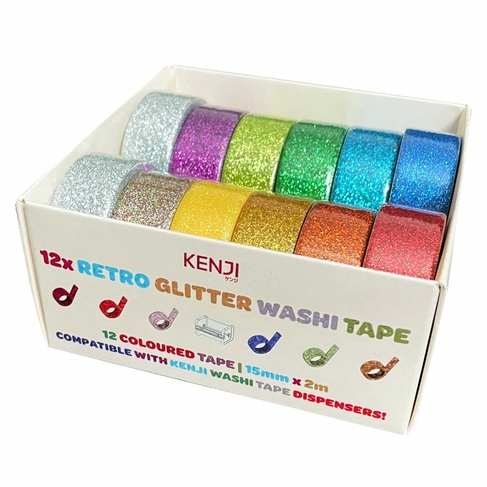 Kenji 12 Glitter Washi Tapes | WHSmith
