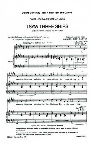 I Saw Three Ships Vocal Score In 2 2 Time By John Rutter Whsmith