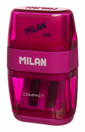 Milan Compact Assorted Colour Plastic Transparent Sharpener and Eraser