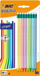 Pack of Eight Striped BIC Evolution Striped Pencils