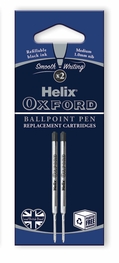 Helix Oxford Medium Black Ballpoint Pen Refills (Pack of 2)