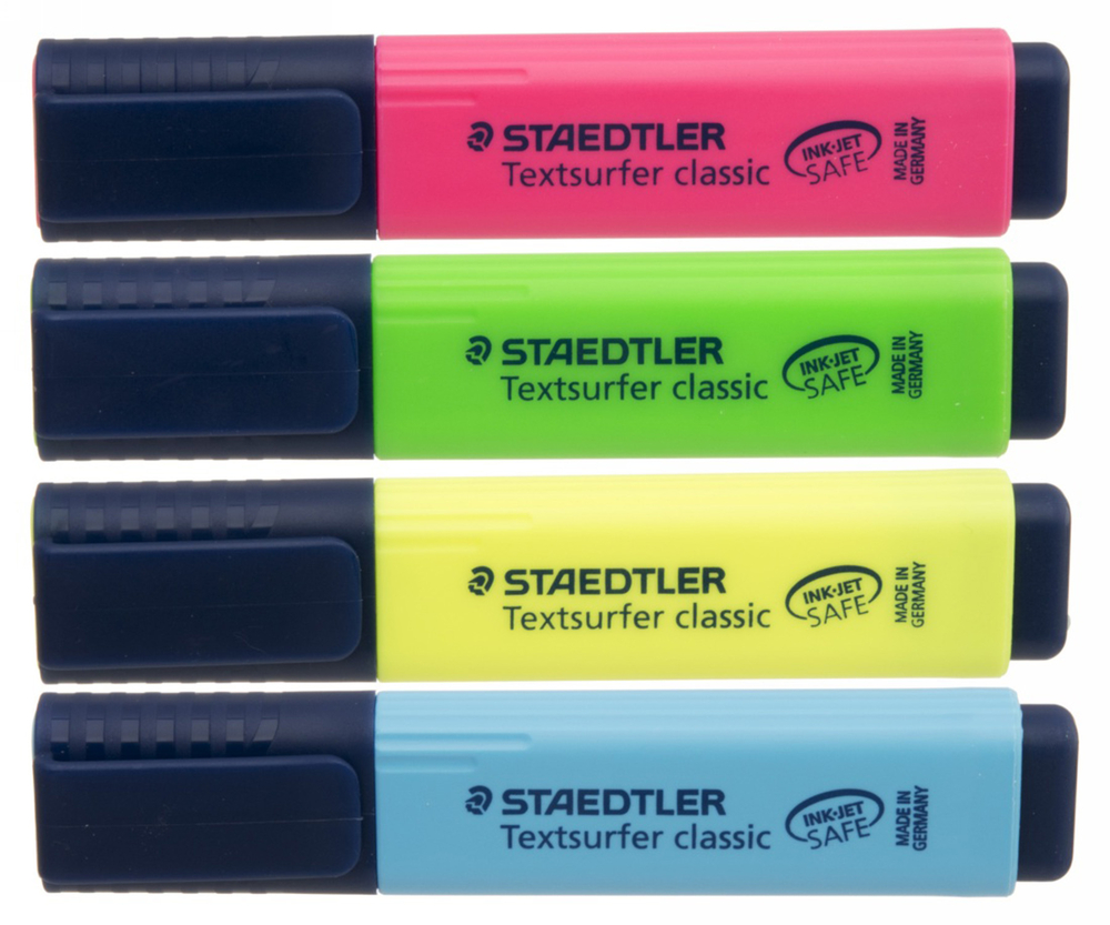 Staedtler Textsurfer Highlighter Pens, Assorted Ink (Pack of 4) WHSmith